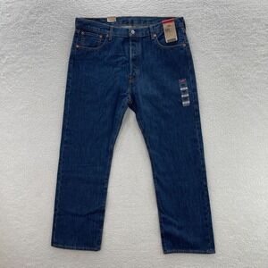 Levis 501 Jeans Mens 38x30 Blue Original Straight Button Fly Dark Wash Denim NEW